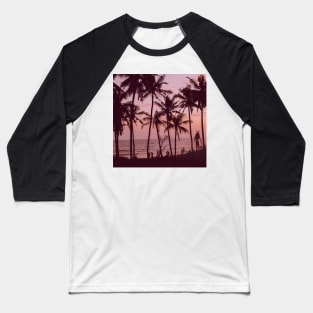 Palm Tree Ocean Beach Silhouette Sunset Baseball T-Shirt